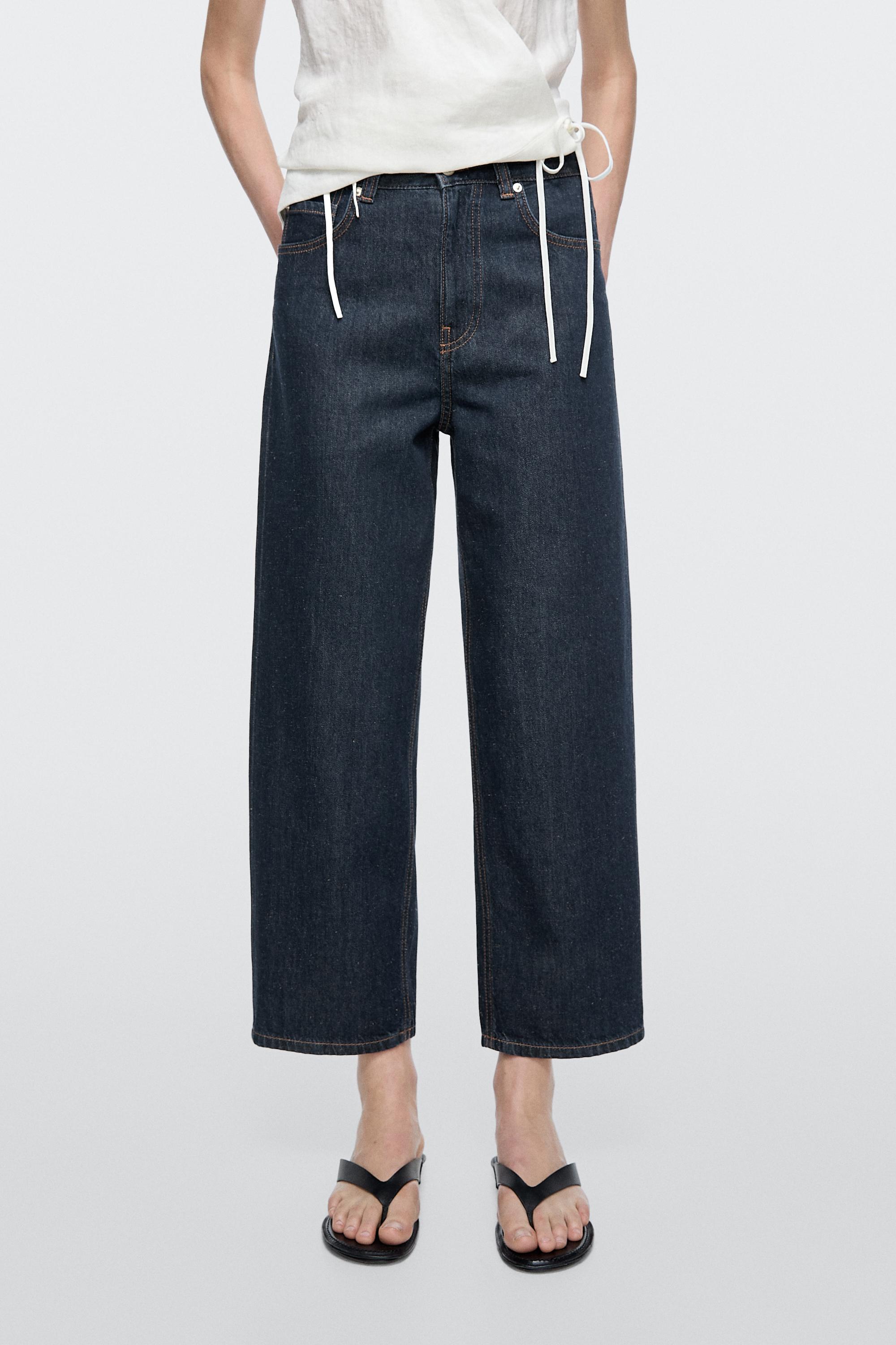 Mid-rise wide-leg cropped jeans